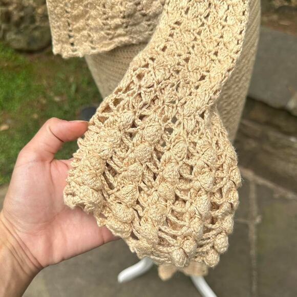 70s cream crochet skirt and cardigan set - Picture 6 of 7